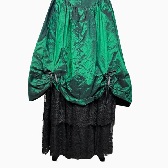 Vintage Green Witch Costume Dress Hocus Pocus Halloween Gothic Gown Renaissance - Picture 5 of 8